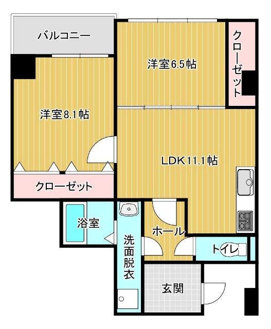 アーデルテラス愛宕(2LDK/1階)の間取り写真