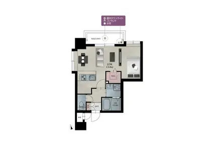 エスペランサ天神イースト(1LDK/3階)の間取り写真