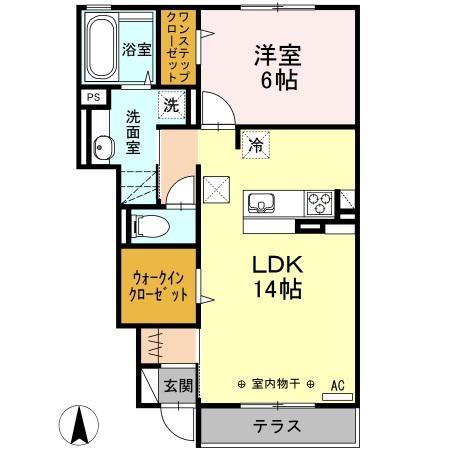 マイ キャッスル I(1LDK/1階)の間取り写真
