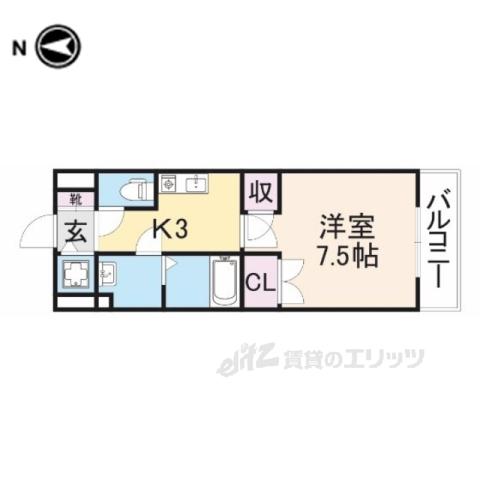 リッツパレス(1K/2階)の間取り写真