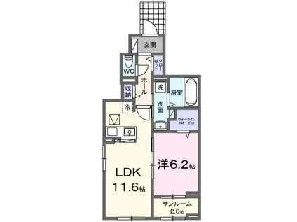 フラワーハイツ弐番館(1LDK/1階)の間取り写真