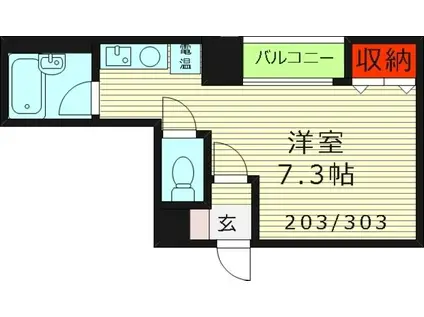 ペルソナⅠ(ワンルーム/2階)の間取り写真