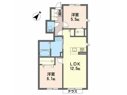 シャーメゾンHADA(2LDK/1階)の間取り写真