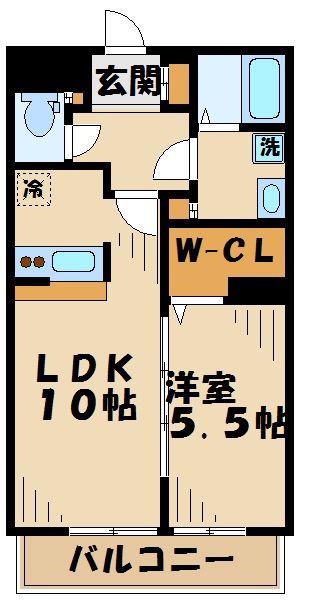 エバーグリーン(1LDK/2階)の間取り写真