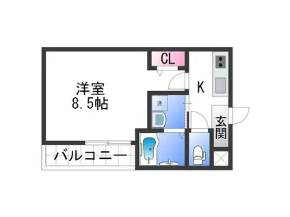 フジパレス田中町(1K/1階)の間取り写真