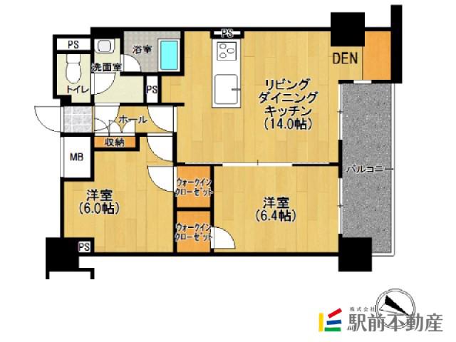 レジディア西新(2LDK/11階)の間取り写真