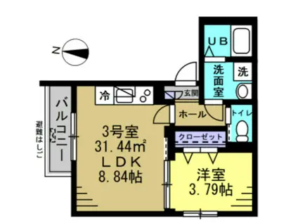 エージェイハウス北小金(1LDK/2階)の間取り写真