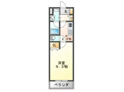 アリーバ古室(1K/2階)の間取り写真