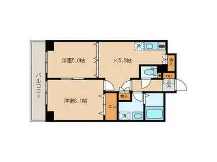 ヴァンヴェール(2K/4階)の間取り写真