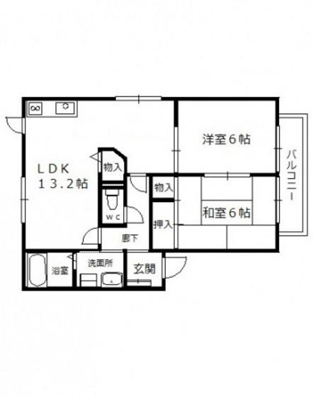 シャーメゾン緑井C棟(2LDK/2階)の間取り写真