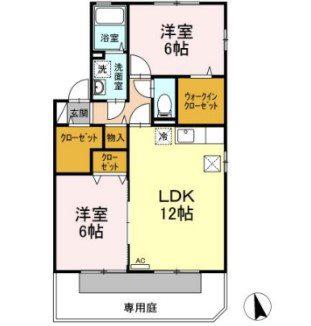 コンフォート湘南 B(2LDK/1階)の間取り写真