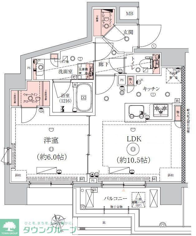 エストゥルース東向島(1LDK/8階)の間取り写真