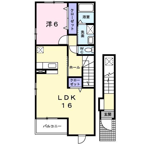 ハーモニーA(1LDK/2階)の間取り写真