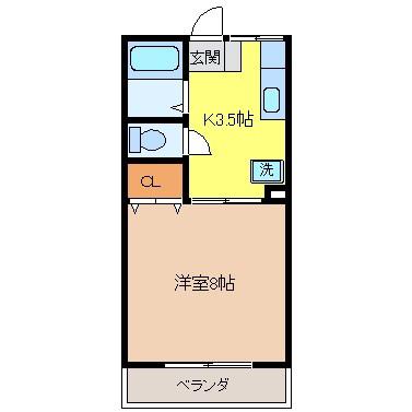 スカイコートみやざわ(1K/2階)の間取り写真