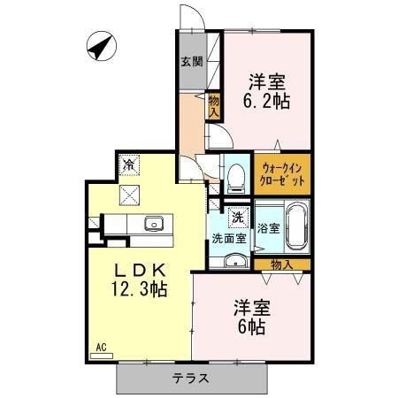 セジュール城東(2LDK/1階)の間取り写真