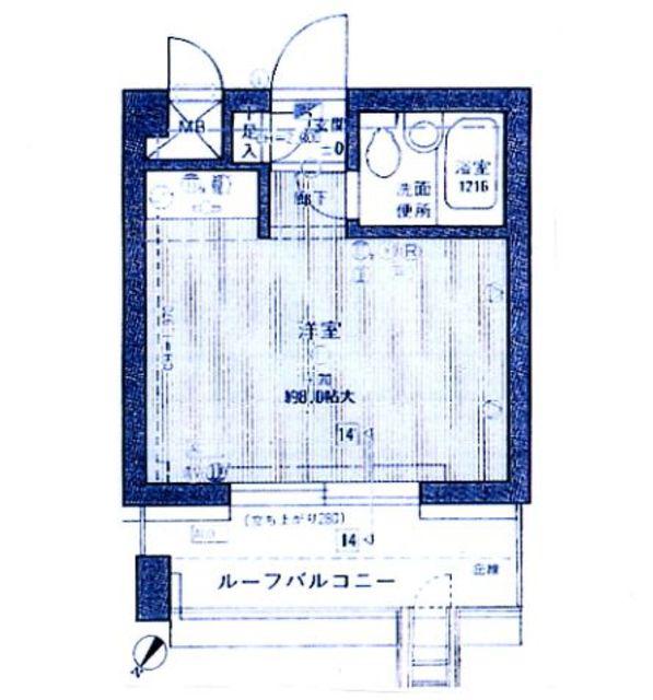 ライオンズマンション薬院駅南(1K/11階)の間取り写真