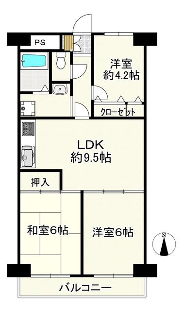グリーンヒルズたちばな(3DK/2階)の間取り写真