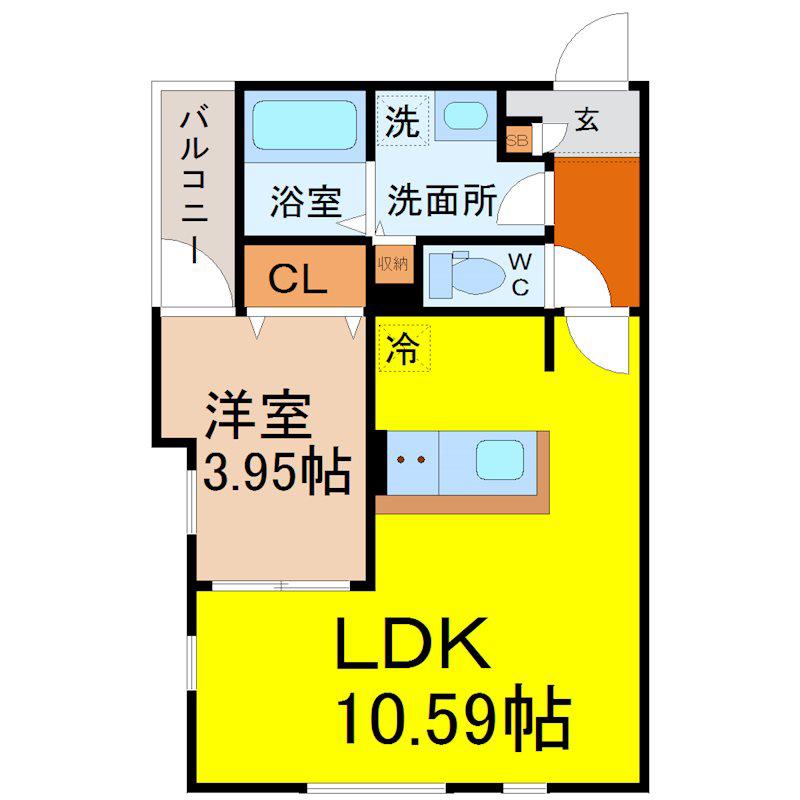 DEVELD大曽根(1LDK/3階)の間取り写真