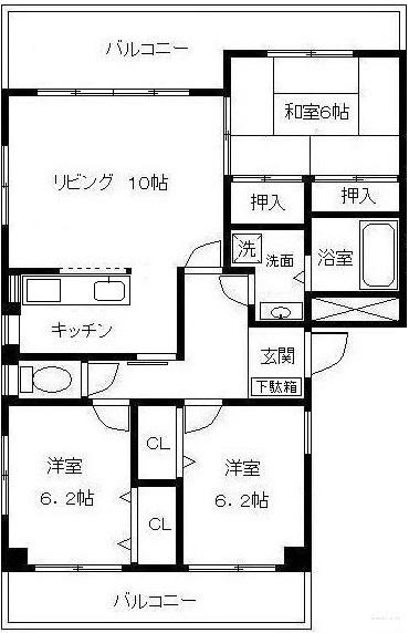 パークハイツ黒砂(3LDK/1階)の間取り写真