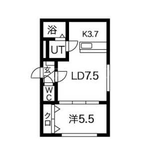 ローベン東札幌(1LDK/2階)の間取り写真