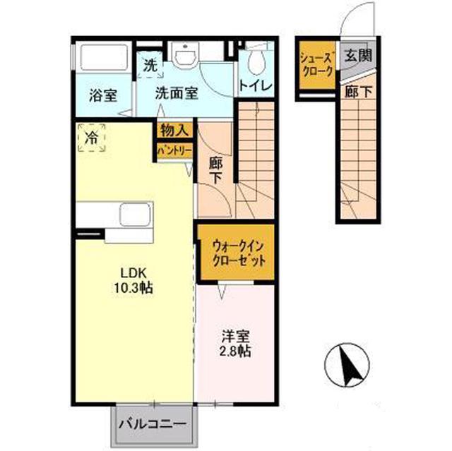 伊佐山ハイツ(1LDK/2階)の間取り写真