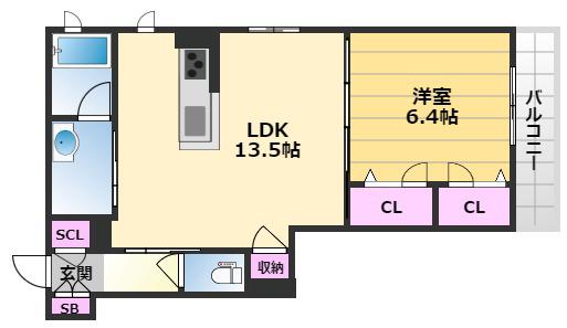 エルブ・ダムール春木(1LDK/1階)の間取り写真