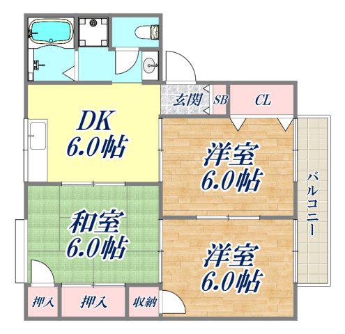 ネオ松ヶ本(3DK/2階)の間取り写真