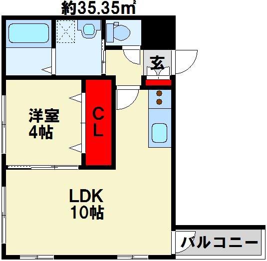 REGARO PLACE戸畑(1LDK/2階)の間取り写真