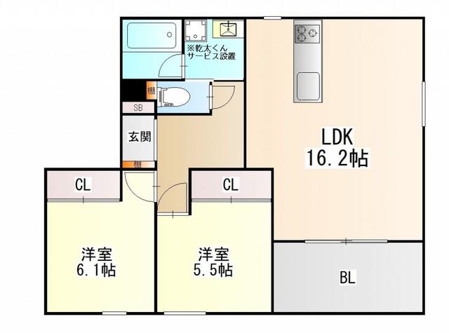 フォルモサ高砂(2LDK/4階)の間取り写真