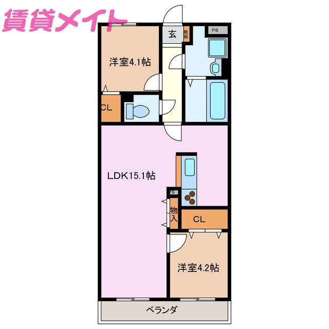 T・フェアリートキワ(2LDK/1階)の間取り写真