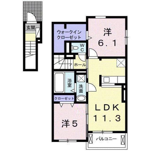 ミストラル湘南B(2LDK/2階)の間取り写真