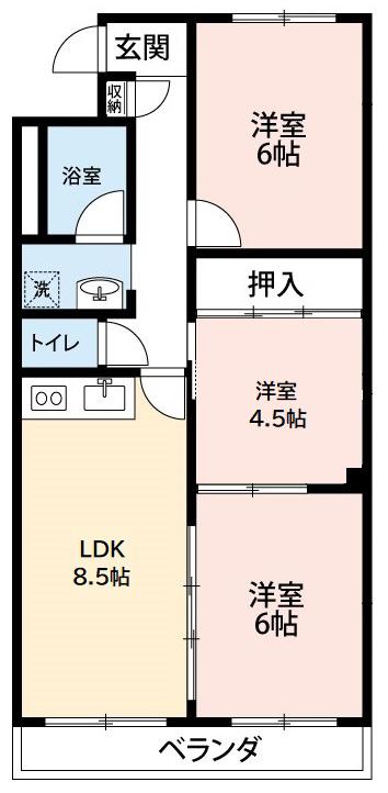 エミナンス竜美丘(3LDK/1階)の間取り写真