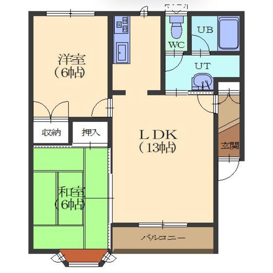 アーバンヒルズ(2LDK/1階)の間取り写真