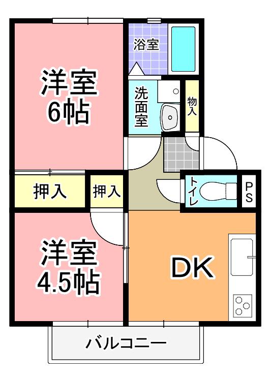 パナハイツ見和(2DK/2階)の間取り写真