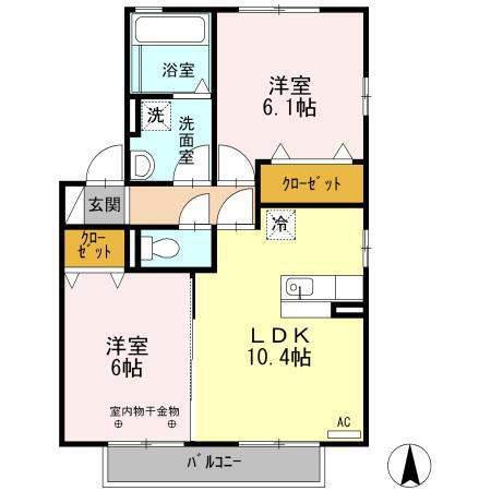 PALAZZO PLATINI(2LDK/2階)の間取り写真