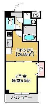 プライディア幕張402(1DK/4階)の間取り写真