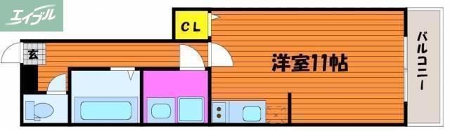 光ヒルズ三野(1K/1階)の間取り写真