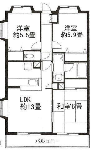 第7旭マンション(3LDK/1階)の間取り写真