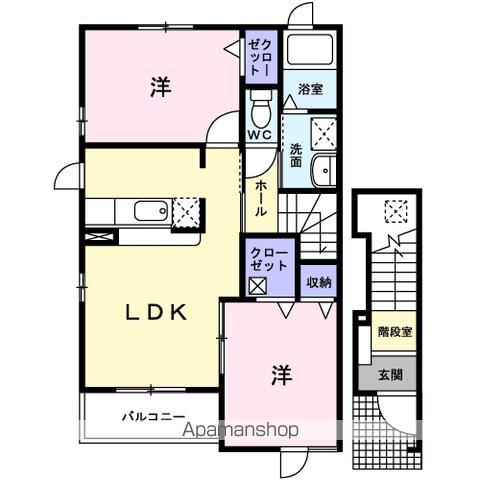 ソレイユメゾンA棟(2LDK/2階)の間取り写真