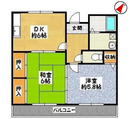 メゾンラフォーレ(2DK/2階)の間取り写真