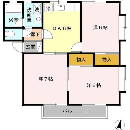 スカイメゾン(3DK/2階)の間取り写真