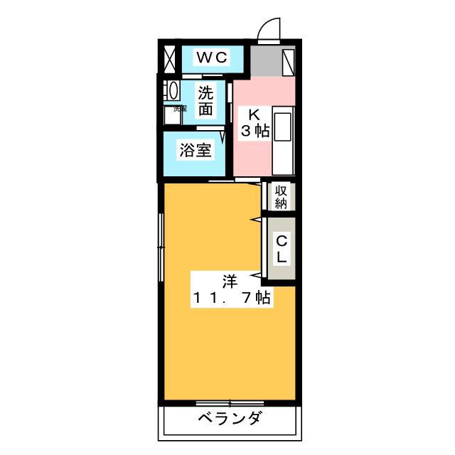 マイルストーン(1K/4階)の間取り写真