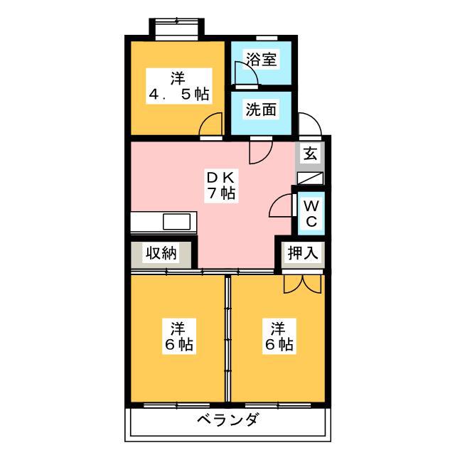 東校グリーンハイツ(3DK/1階)の間取り写真
