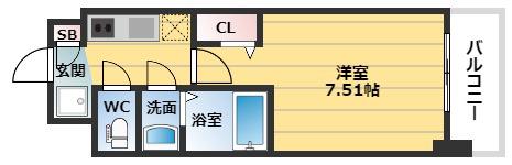 フォーリアライズ難波南レーヴ(1K/5階)の間取り写真