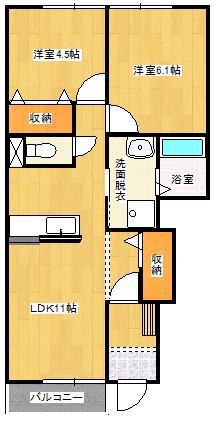 ベンヴェヌート(2LDK/1階)の間取り写真