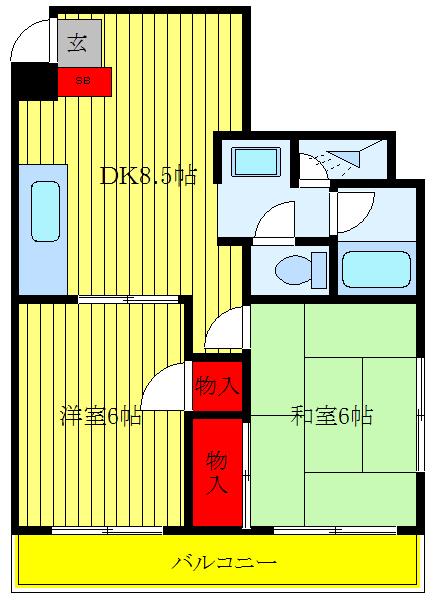 メゾングレース川口(2DK/3階)の間取り写真