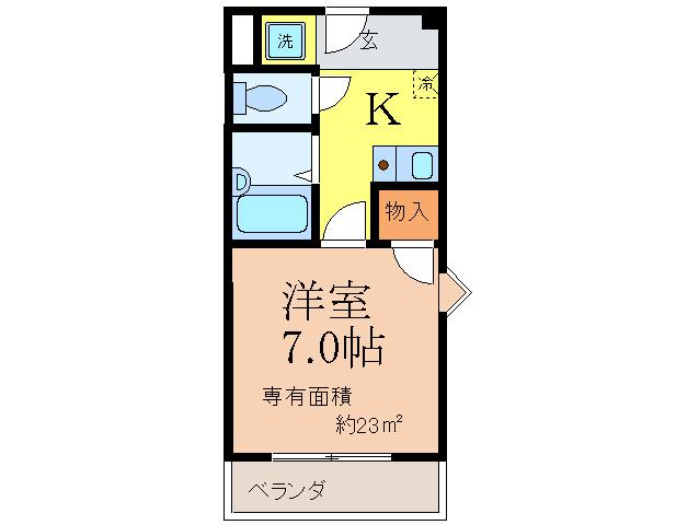 ジュネス大手(1K/3階)の間取り写真