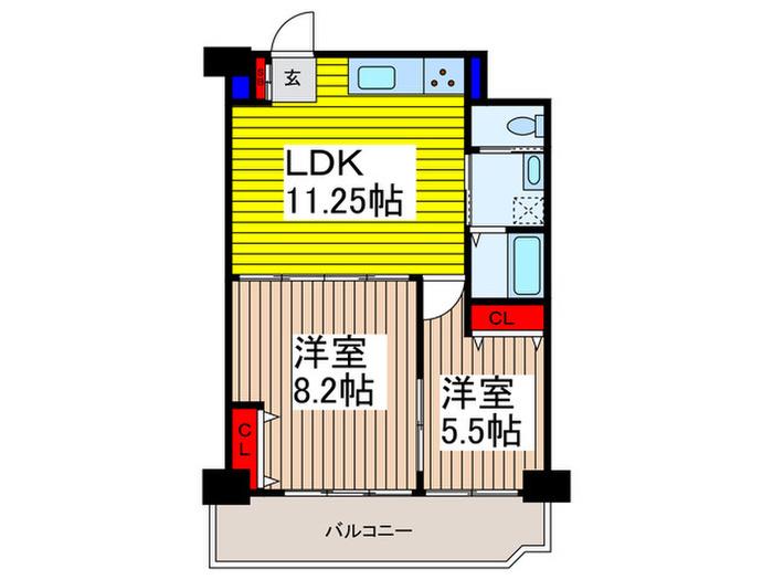 コーワハイツ(2LDK/2階)の間取り写真