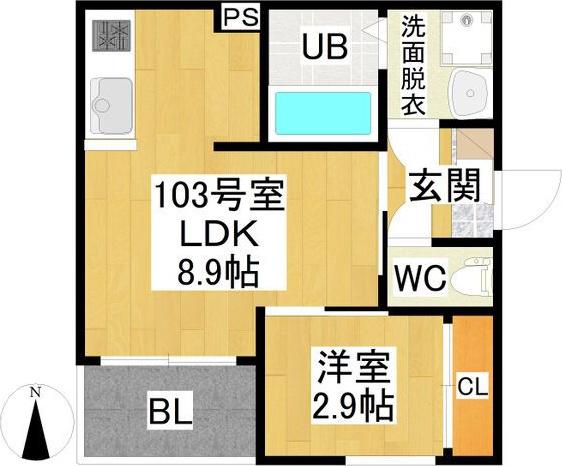 REGALEST名城公園(1LDK/1階)の間取り写真