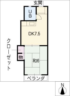 緑園第2サンコーポ(1DK/3階)の間取り写真